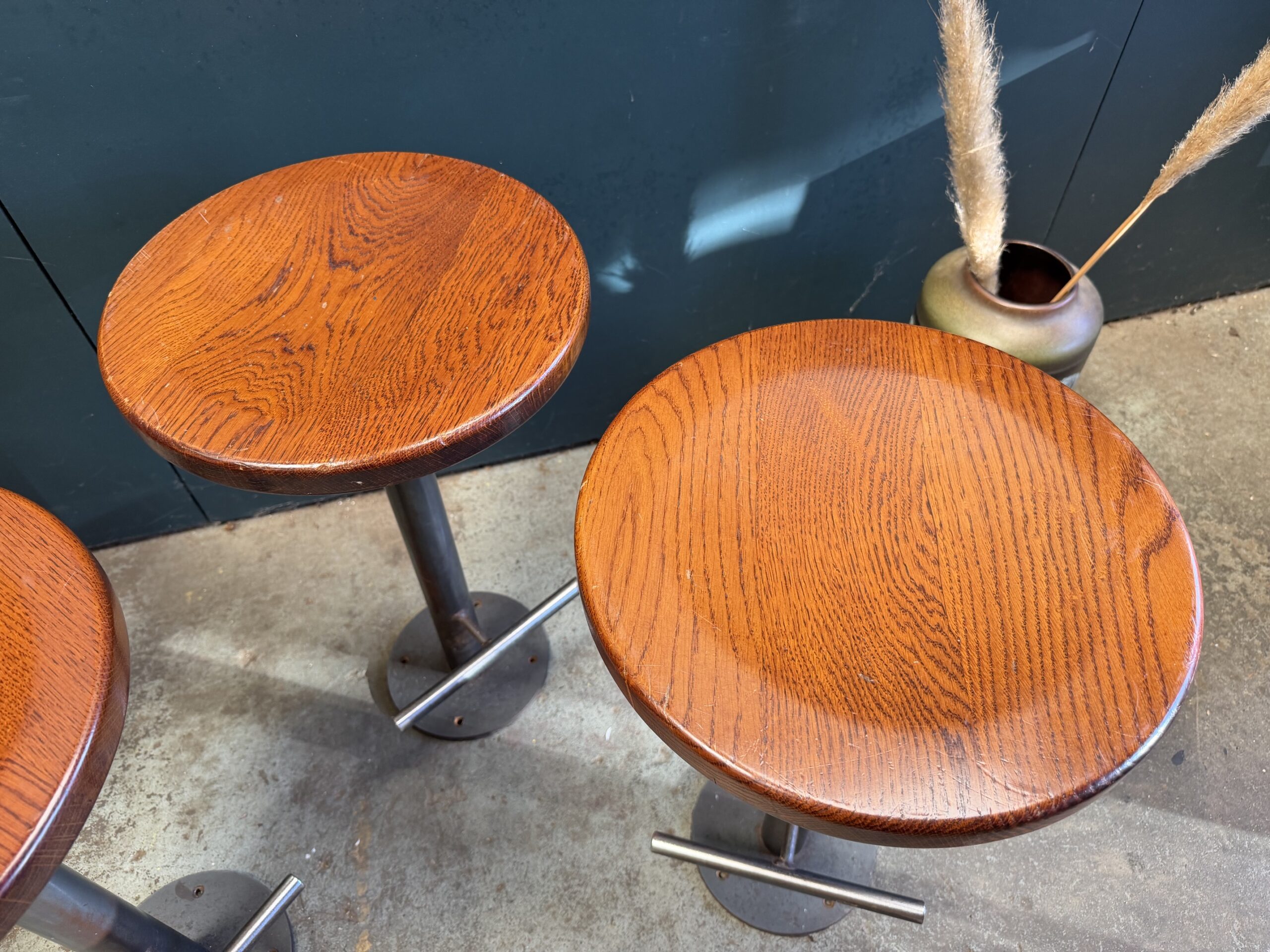 A Set of Six Industrial Vintage Bar Stools - Image 5