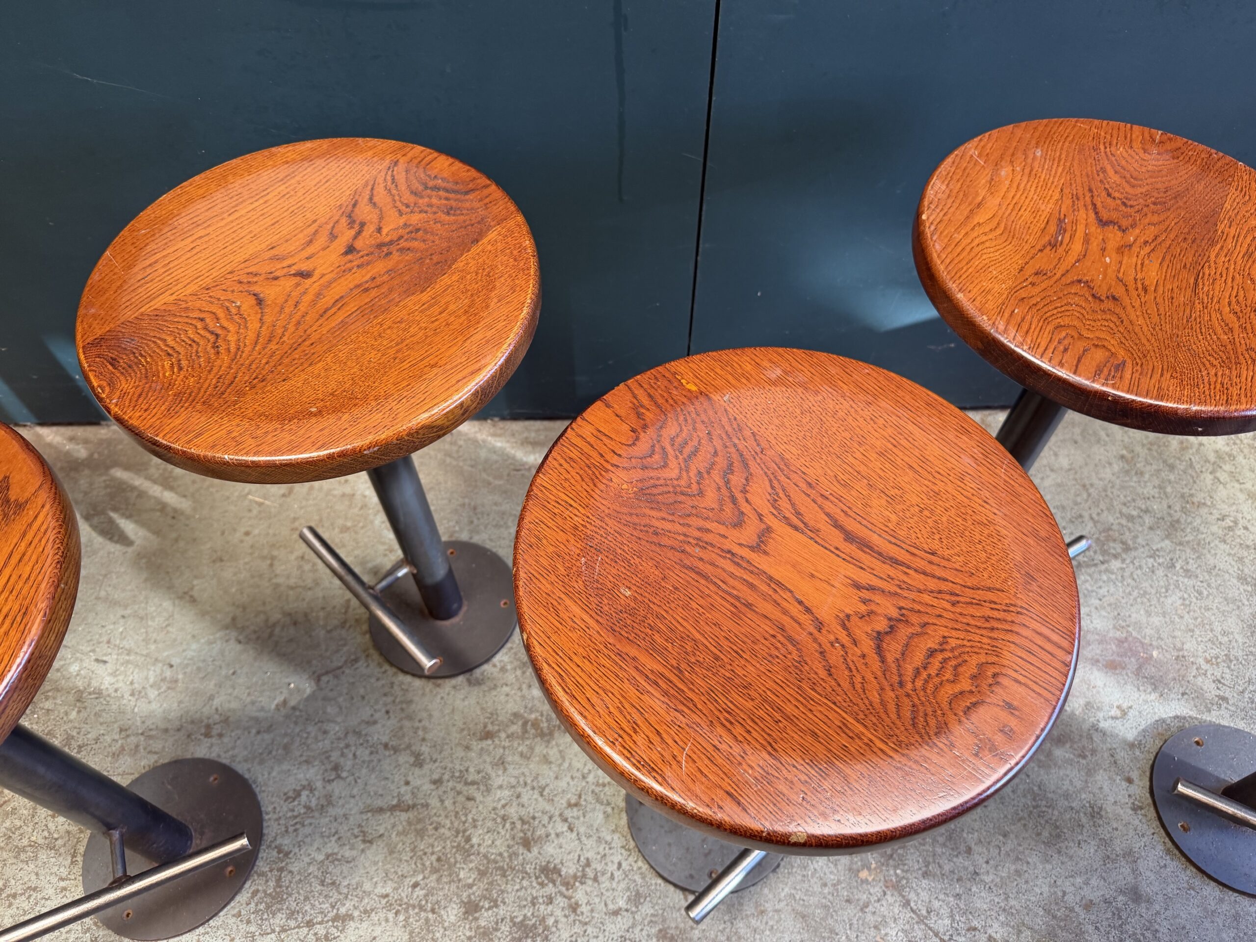 A Set of Six Industrial Vintage Bar Stools - Image 4