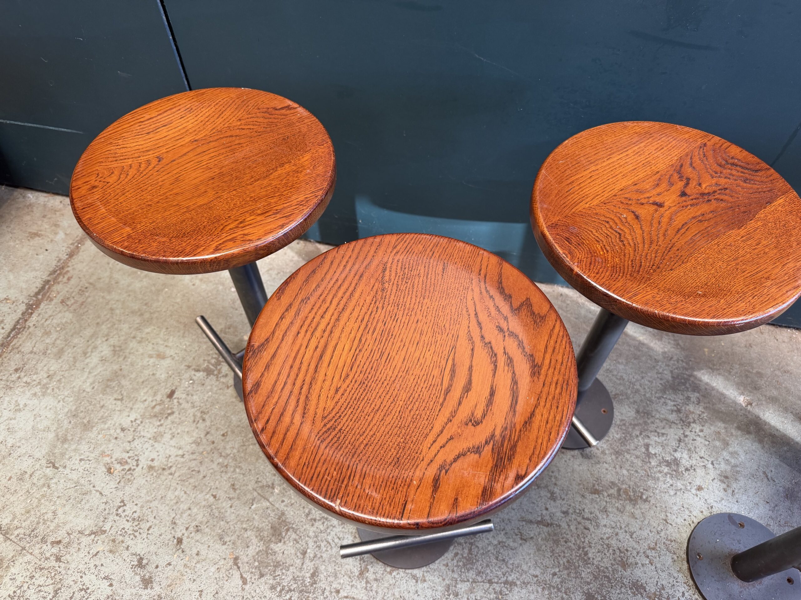 A Set of Six Industrial Vintage Bar Stools - Image 3