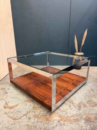 Merrow Associates Mid-Century Rosewood and Chrome Coffee Table