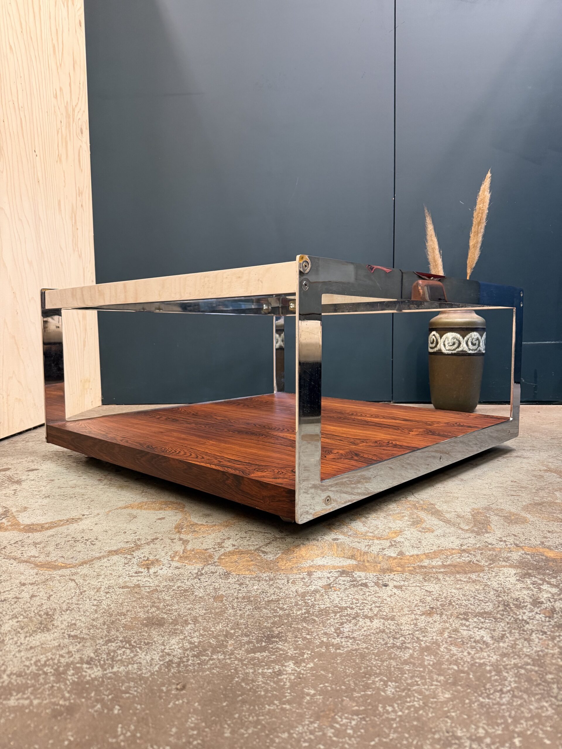 Merrow Associates Mid-Century Rosewood and Chrome Coffee Table - Image 2