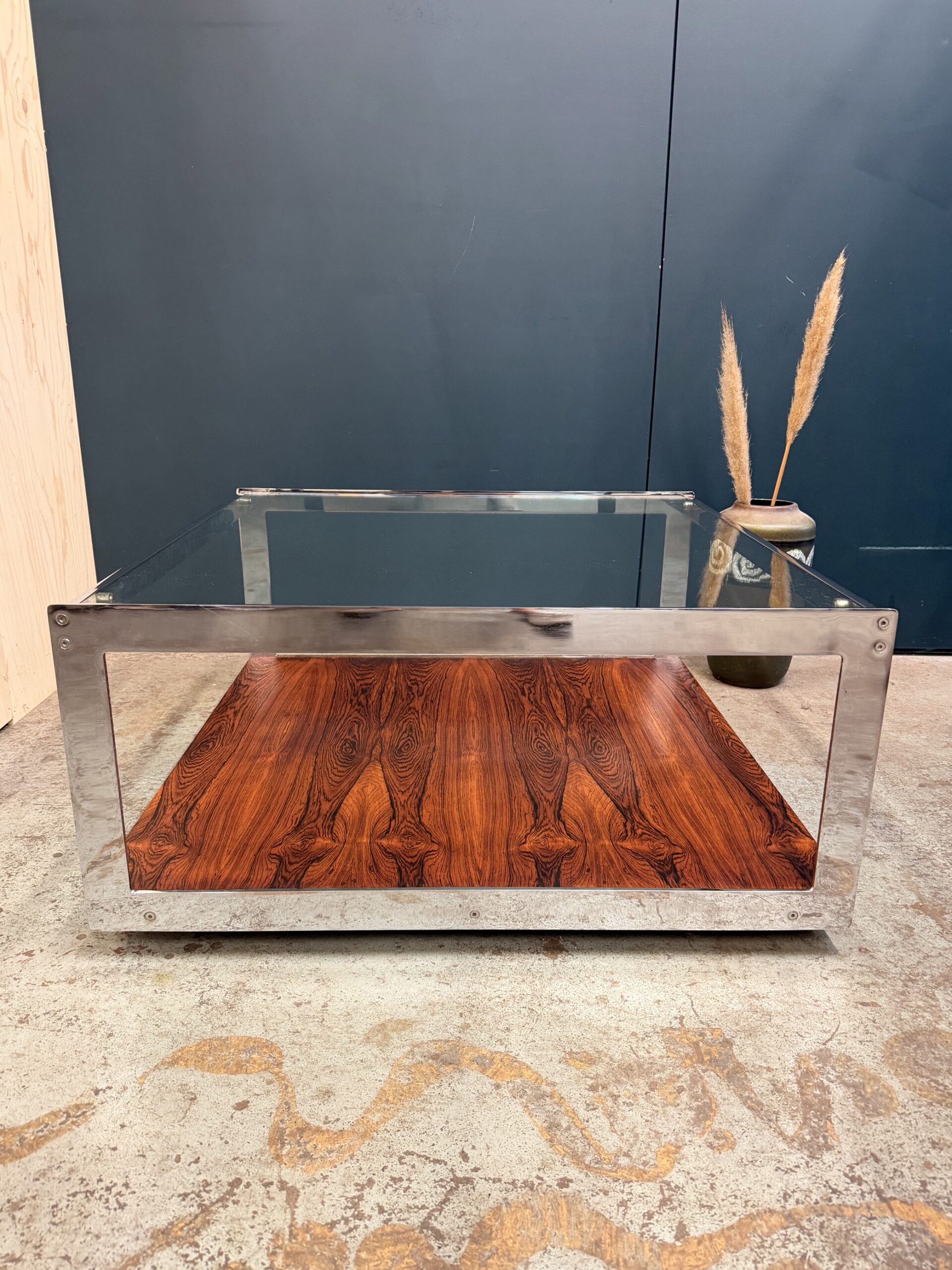 Merrow Associates Mid-Century Rosewood and Chrome Coffee Table - Image 5